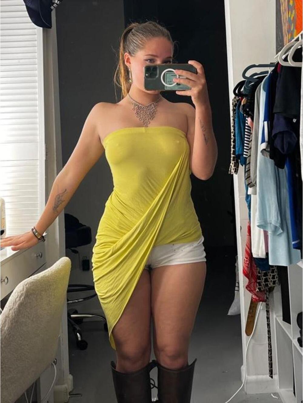 •EARLY 2000s ASYMMETRICAL YELLOW TOP